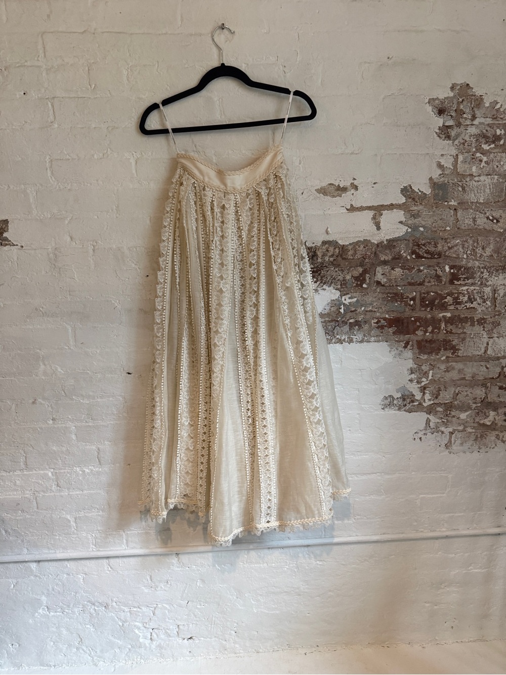 Zimmermann Super Eight Ivory Lace-Panel A-Line Midi Skirt - Picture 2 of 7